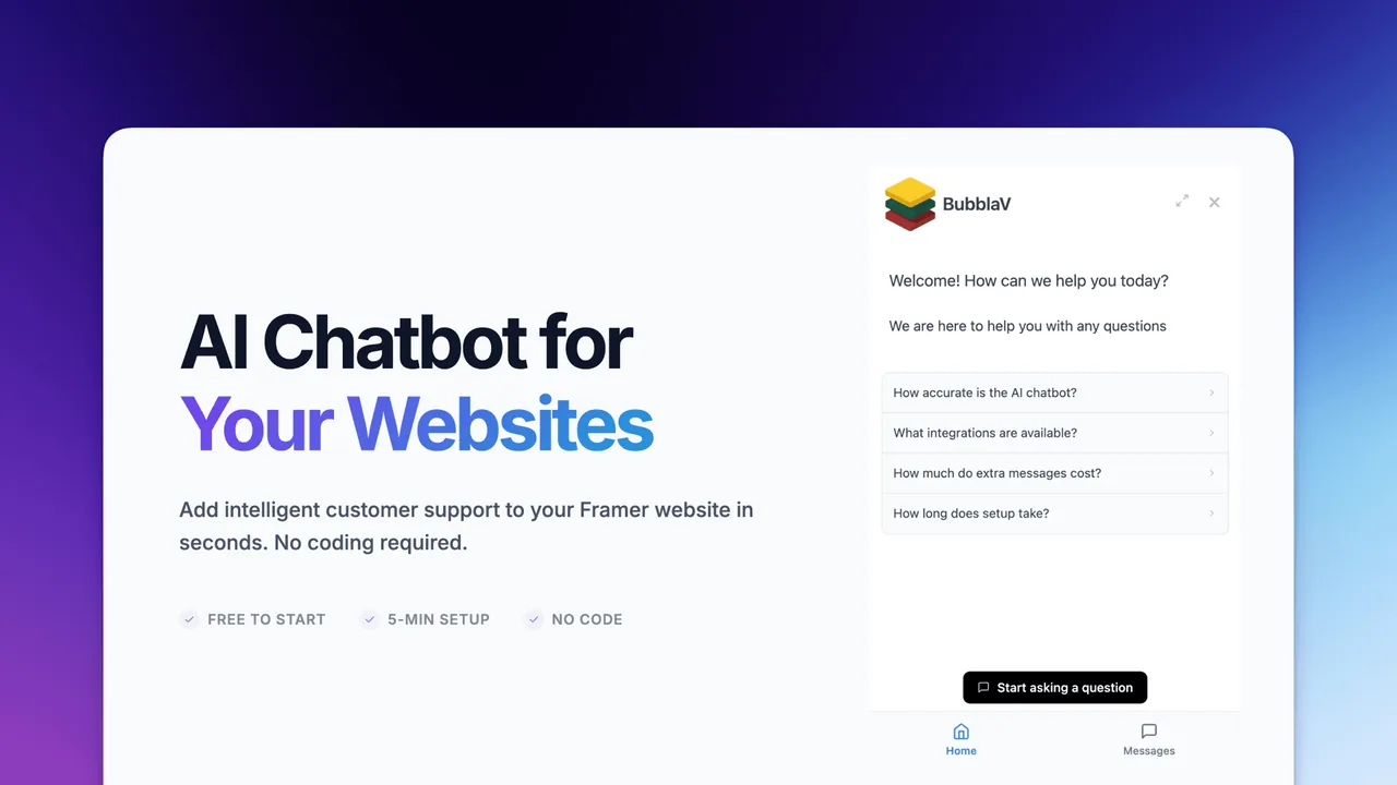 BubblaV: 24/7 AI Customer Support Agent