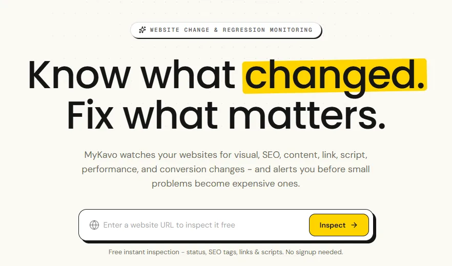 MyKavo - Website Change Monitoring Tool